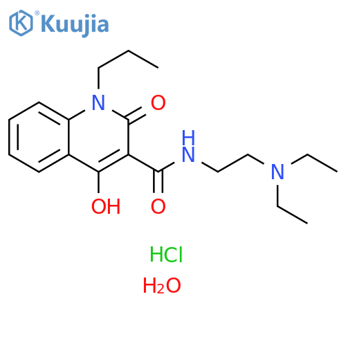 3-Quinolinecarboxamide, N-[2-(diethylamino)ethyl]-1,2-dihydro-4-hydroxy-2-oxo-1-propyl-, hydrochloride, hydrate (1:1:1) structure