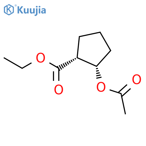Cyclopentanecarboxylic acid, 2-(acetyloxy)-, ethyl ester, cis-(±)- structure