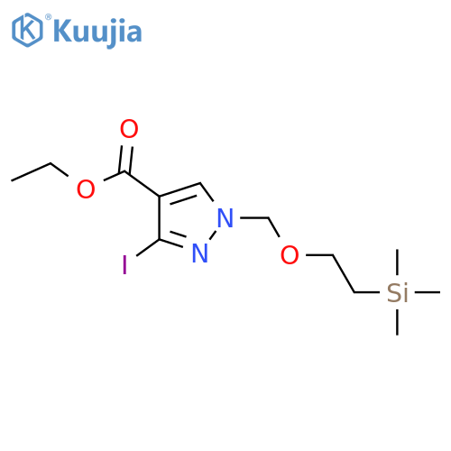 1H-Pyrazole-4-carboxylic acid,  3-iodo-1-[[2-(trimethylsilyl)ethoxy]methyl]-, ethyl ester structure
