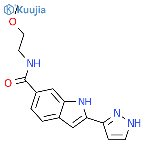 1H-Indole-6-carboxamide, N-(2-methoxyethyl)-2-(1H-pyrazol-3-yl)- structure