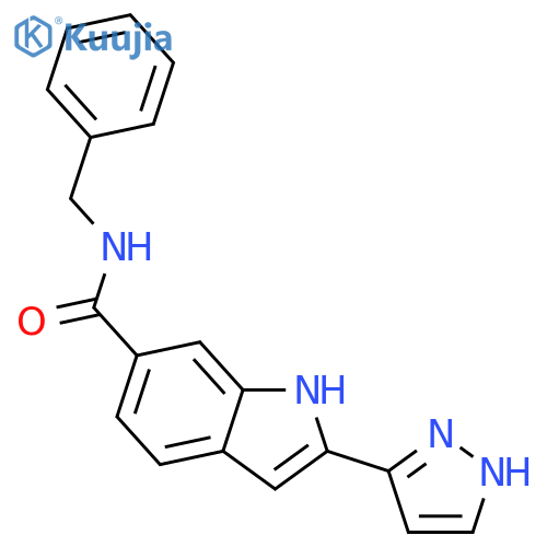 1H-Indole-6-carboxamide, N-(phenylmethyl)-2-(1H-pyrazol-3-yl)- structure