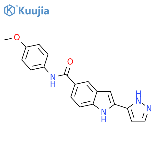 1H-Indole-5-carboxamide, N-(4-methoxyphenyl)-2-(1H-pyrazol-3-yl)- structure