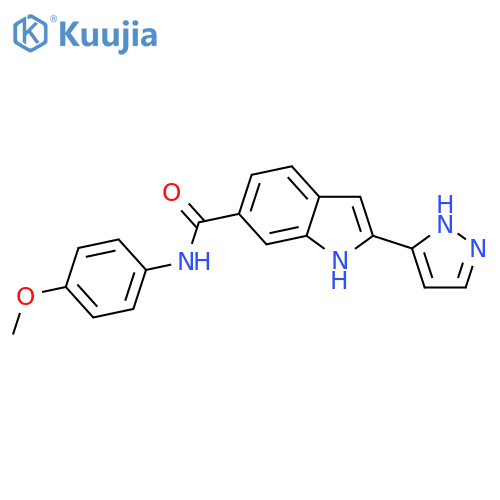 1H-Indole-6-carboxamide, N-(4-methoxyphenyl)-2-(1H-pyrazol-3-yl)- structure