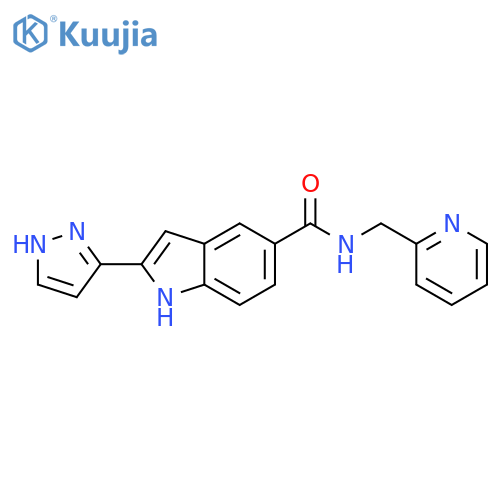 1H-Indole-5-carboxamide, 2-(1H-pyrazol-3-yl)-N-(2-pyridinylmethyl)- structure