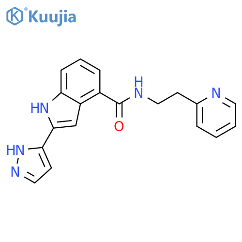 1H-Indole-4-carboxamide, 2-(1H-pyrazol-3-yl)-N-[2-(2-pyridinyl)ethyl]- structure