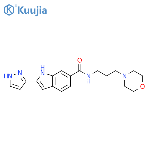 1H-Indole-6-carboxamide, N-[3-(4-morpholinyl)propyl]-2-(1H-pyrazol-3-yl)- structure