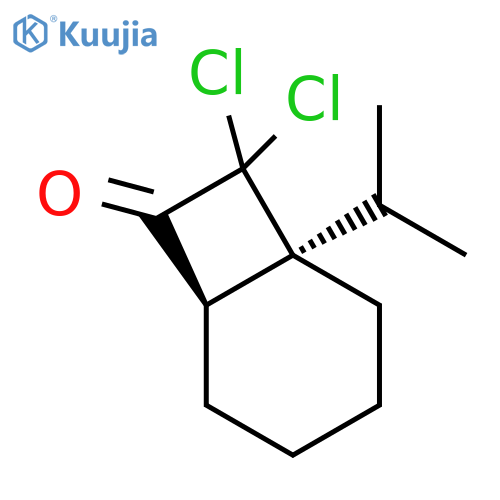 Bicyclo[4.2.0]octan-7-one, 8,8-dichloro-1-(1-methylethyl)-, (1R,6R)-rel- structure
