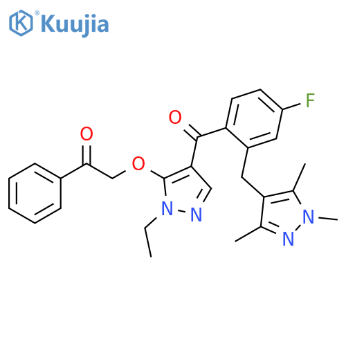 Ethanone, 2-[[1-ethyl-4-[4-fluoro-2-[(1,3,5-trimethyl-1H-pyrazol-4-yl)methyl]benzoyl]-1H-pyrazol-5-yl]oxy]-1-phenyl- structure