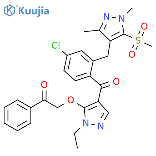 Ethanone, 2-[[4-[4-chloro-2-[[1,3-dimethyl-5-(methylsulfonyl)-1H-pyrazol-4-yl]methyl]benzoyl]-1-ethyl-1H-pyrazol-5-yl]oxy]-1-phenyl- structure