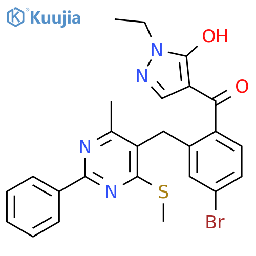 Methanone,[4-bromo-2-[[4-methyl-6-(methylthio)-2-phenyl-5-pyrimidinyl]methyl]phenyl](1-ethyl-5-hydroxy-1H-pyrazol-4-yl)- structure