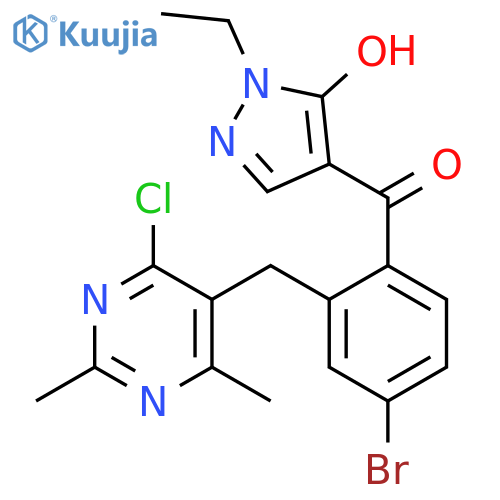 Methanone, [4-bromo-2-[(4-chloro-2,6-dimethyl-5-pyrimidinyl)methyl]phenyl](1-ethyl-5-hydroxy-1H-pyrazol-4-yl)- structure