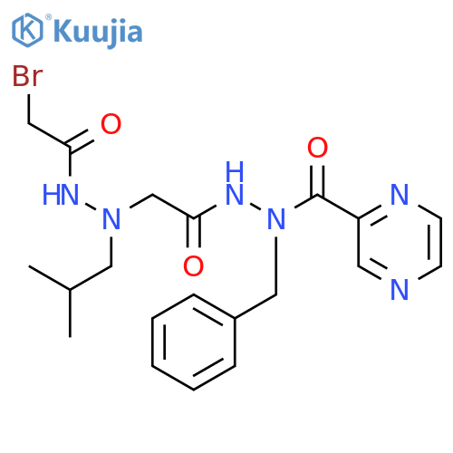 Pyrazinecarboxylic acid,2-[[2-(bromoacetyl)-1-(2-methylpropyl)hydrazino]acetyl]-1-(phenylmethyl)hydrazide structure