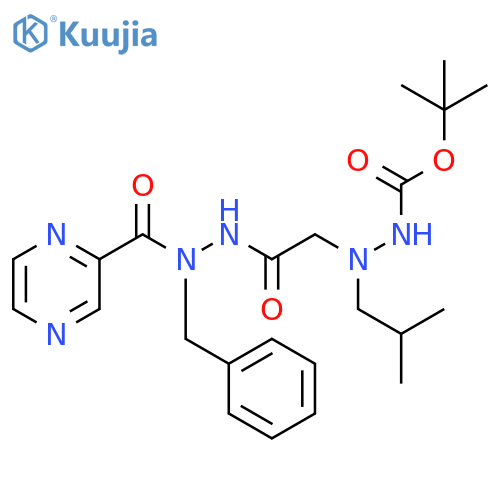 2-Pyrazinecarboxylic acid, 2-[2-[2-[(1,1-dimethylethoxy)carbonyl]-1-(2-methylpropyl)hydrazinyl]acetyl]-1-(phenylmethyl)hydrazide structure