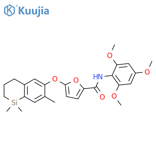 2-Furancarboxamide,  5-[(1,2,3,4-tetrahydro-1,1,7-trimethyl-1-silanaphthalen-6-yl)oxy]-N-(2,4,6  -trimethoxyphenyl)- structure