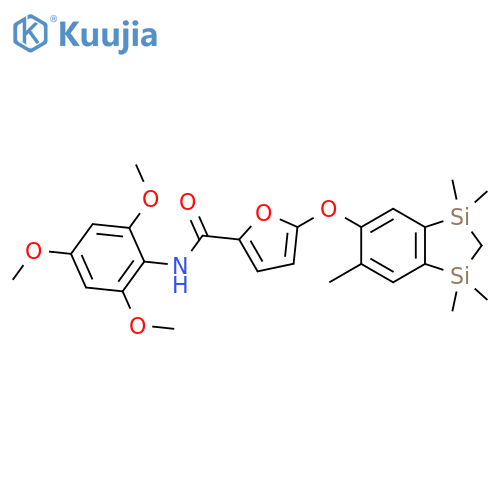 2-Furancarboxamide,  5-[(2,3-dihydro-1,1,3,3,6-pentamethyl-1H-1,3-disilainden-5-yl)oxy]-N-(2,  4,6-trimethoxyphenyl)- structure