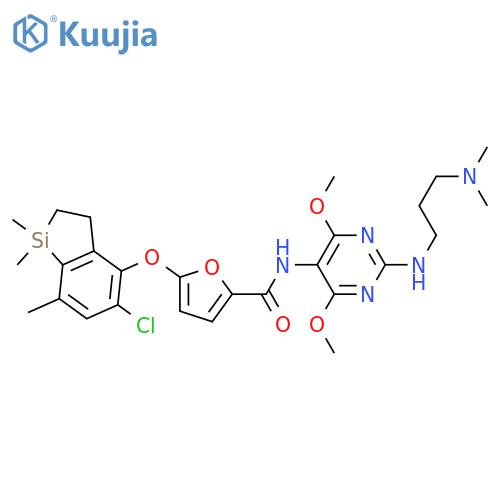 2-Furancarboxamide,5-[(5-chloro-2,3-dihydro-1,1,7-trimethyl-1H-1-silainden-4-yl)oxy]-N-[2-[[3-(dimethylamino)propyl]amino]-4,6-dimethoxy-5-pyrimidinyl]- structure