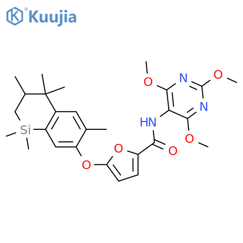 2-Furancarboxamide,5-[(1,2,3,4-tetrahydro-1,1,3,4,4,6-hexamethyl-1-silanaphthalen-7-yl)oxy]-N-(2,4,6-trimethoxy-5-pyrimidinyl)- structure