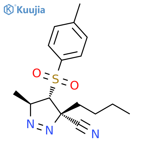 3H-Pyrazole-3-carbonitrile,3-butyl-4,5-dihydro-5-methyl-4-[(4-methylphenyl)sulfonyl]-, (3S,4S,5S)- structure