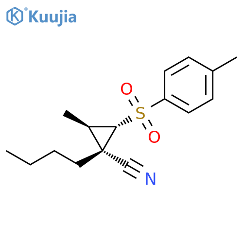 Cyclopropanecarbonitrile, 1-butyl-2-methyl-3-[(4-methylphenyl)sulfonyl]-, (1S,2R,3S)- structure