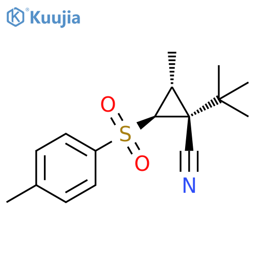 Cyclopropanecarbonitrile,1-(1,1-dimethylethyl)-2-methyl-3-[(4-methylphenyl)sulfonyl]-, (1R,2R,3S)- structure