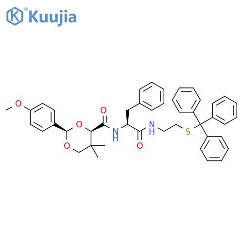 1,3-Dioxane-4-carboxamide,2-(4-methoxyphenyl)-5,5-dimethyl-N-[(1S)-2-oxo-1-(phenylmethyl)-2-[[2-[(triphenylmethyl)thio]ethyl]amino]ethyl]-, (2R,4R)- structure