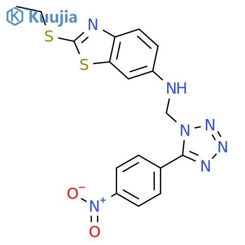 2-(ethylsulfanyl)-N-{[5-(4-nitrophenyl)-1H-tetrazol-1-yl]methyl}-1,3-benzothiazol-6-amine structure