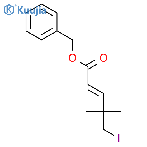 2-Pentenoic acid, 5-iodo-4,4-dimethyl-, phenylmethyl ester structure