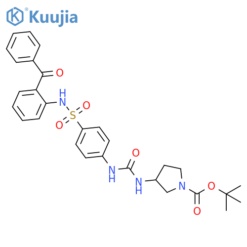 1-Pyrrolidinecarboxylic acid, 3-[[[[4-[[(2-benzoylphenyl)amino]sulfonyl]phenyl]amino]carbonyl]amino]-, 1,1-dimethylethyl ester structure