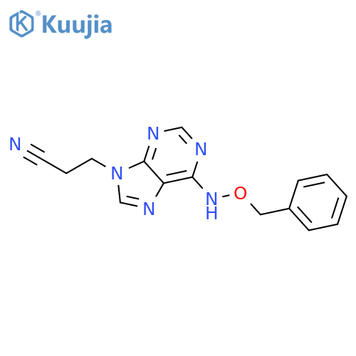 9H-Purine-9-propanenitrile, 6-[(phenylmethoxy)amino]- structure