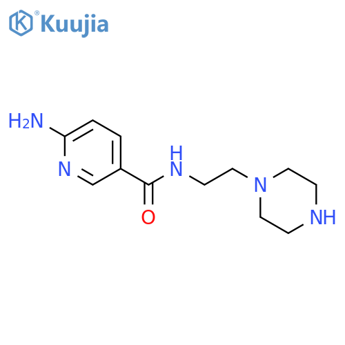 3-Pyridinecarboxamide, 6-amino-N-[2-(1-piperazinyl)ethyl]- structure