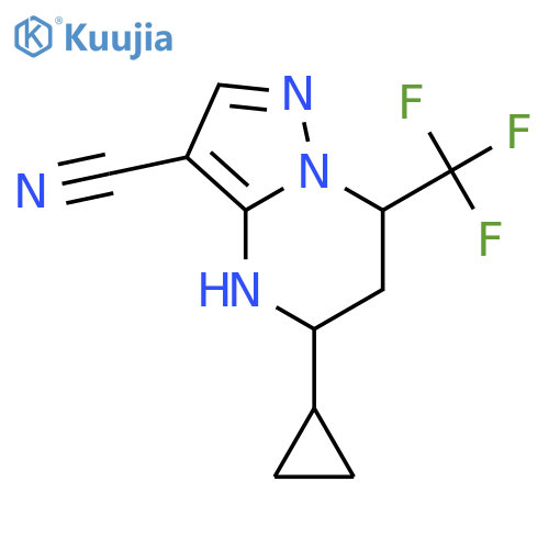 5-cyclopropyl-7-(trifluoromethyl)-4H,5H,6H,7H-pyrazolo1,5-apyrimidine-3-carbonitrile structure