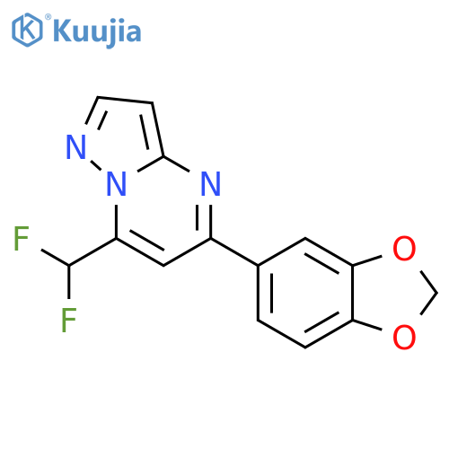 5-(1,3-benzodioxol-5-yl)-7-(difluoromethyl)pyrazolo[1,5-a]pyrimidine structure
