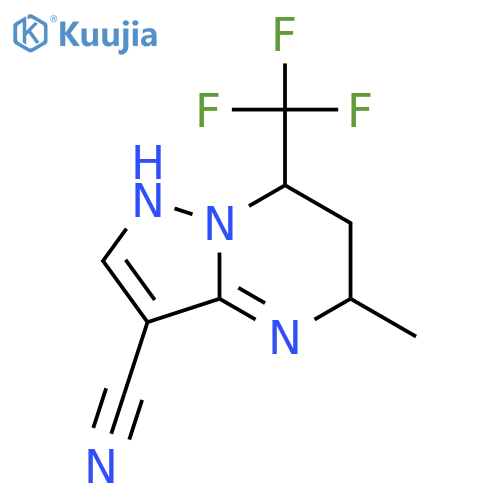 5-methyl-7-(trifluoromethyl)-4H,5H,6H,7H-pyrazolo1,5-apyrimidine-3-carbonitrile structure