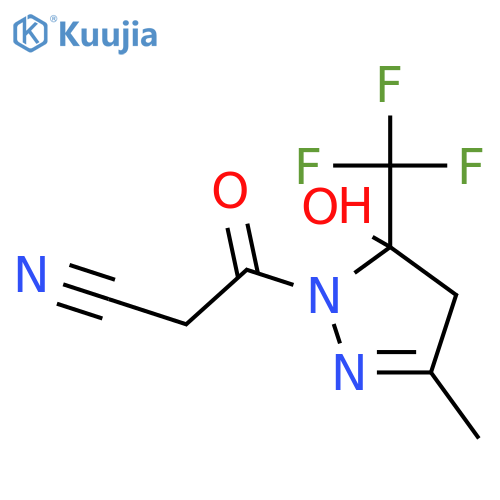 <br>3-(5-Hydroxy-3-methyl-5-trifluoromethyl-4,5-dihydro-pyrazol-1-yl)-3-oxo-pro pionitrile structure