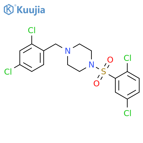 1-(2,4-dichlorobenzyl)-4-[(2,5-dichlorophenyl)sulfonyl]piperazine structure