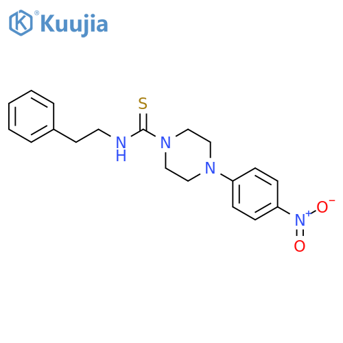 4-(4-Nitro-phenyl)-piperazine-1-carbothioic acid phenethyl-amide structure