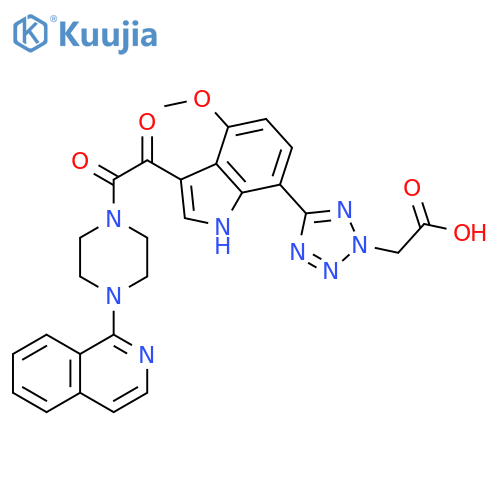 2H-Tetrazole-2-acetic acid,5-[3-[[4-(1-isoquinolinyl)-1-piperazinyl]oxoacetyl]-4-methoxy-1H-indol-7-yl]- structure