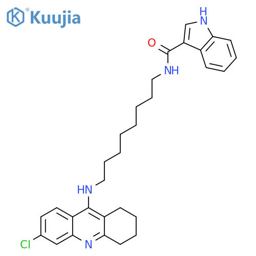 1H-Indole-3-carboxamide, N-[8-[(6-chloro-1,2,3,4-tetrahydro-9-acridinyl)amino]octyl]- structure