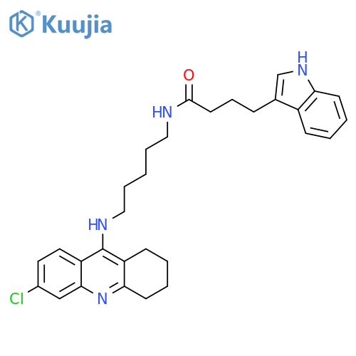 1H-Indole-3-butanamide,N-[5-[(6-chloro-1,2,3,4-tetrahydro-9-acridinyl)amino]pentyl]- structure