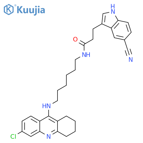 1H-Indole-3-propanamide,N-[6-[(6-chloro-1,2,3,4-tetrahydro-9-acridinyl)amino]hexyl]-5-cyano- structure