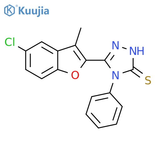 3H-1,2,4-Triazole-3-thione, 5-(5-chloro-3-methyl-2-benzofuranyl)-2,4-dihydro-4-phenyl- structure
