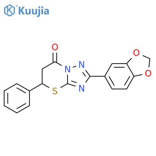 7H-[1,2,4]Triazolo[5,1-b][1,3]thiazin-7-one, 2-(1,3-benzodioxol-5-yl)-5,6-dihydro-5-phenyl- structure