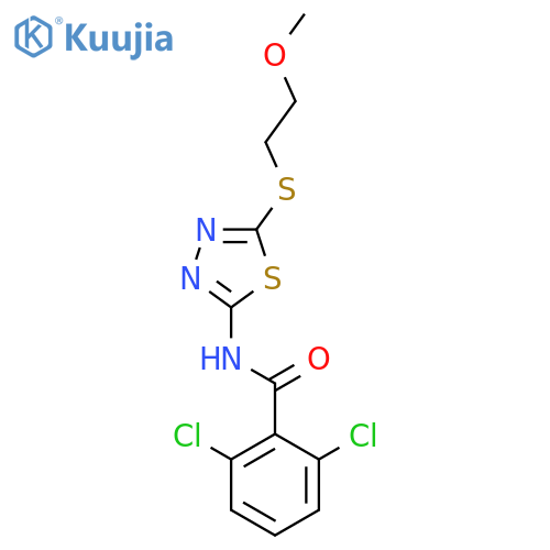 <br>2,6-dichloro-N-{5-[(2-methoxyethyl)sulfanyl]-1,3,4-thiadiazol-2-yl}benzamid e structure