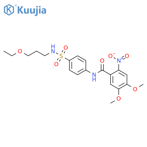 <br>N-(4-{[(3-ethoxypropyl)amino]sulfonyl}phenyl)-4,5-dimethoxy-2-nitrobenzamid e structure