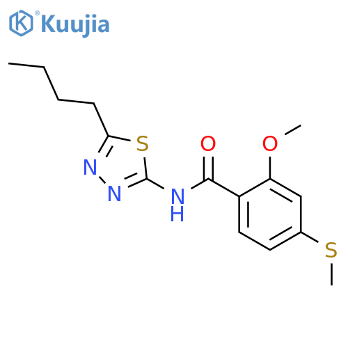 N-(5-butyl-1,3,4-thiadiazol-2-yl)-2-methoxy-4-(methylsulfanyl)benzamide structure