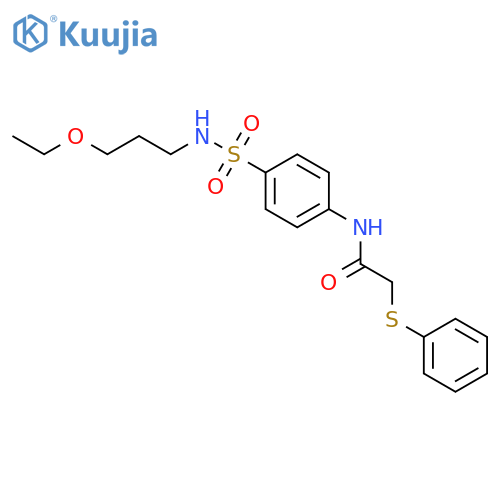 N-(4-{[(3-ethoxypropyl)amino]sulfonyl}phenyl)-2-(phenylthio)acetamide structure