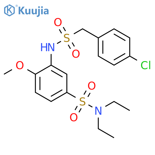 <br>3-(4-Chloro-phenylmethanesulfonylamino)-N,N-diethyl-4-methoxy-benzenesulfon amide structure