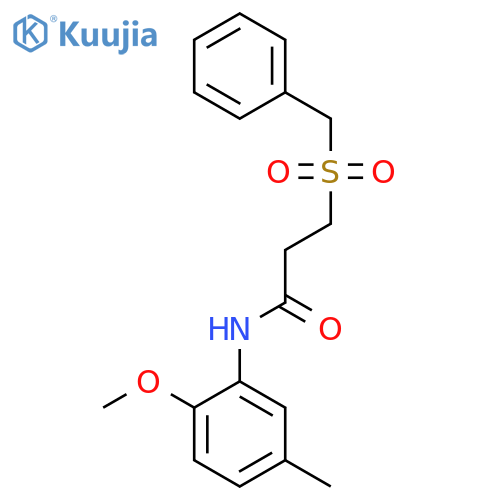 3-(benzylsulfonyl)-N-(2-methoxy-5-methylphenyl)propanamide structure