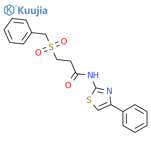 N-(4-phenyl-1,3-thiazol-2-yl)-3-phenylmethanesulfonylpropanamide structure