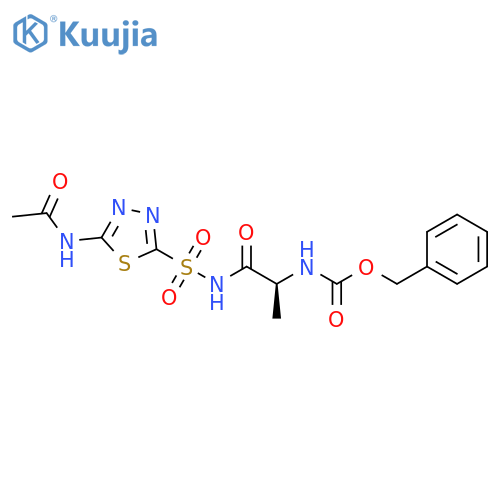 Carbamic acid, [(1S)-2-[[[5-(acetylamino)-1,3,4-thiadiazol-2-yl]sulfonyl]amino]-1-methyl-2-oxoethyl]-, phenylmethyl ester (9CI) structure